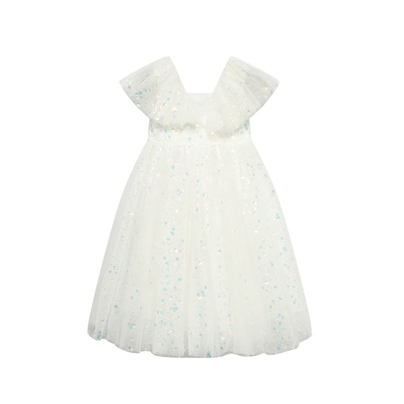 Girls Sequin dress White 5/6T - Picture 3 of 3